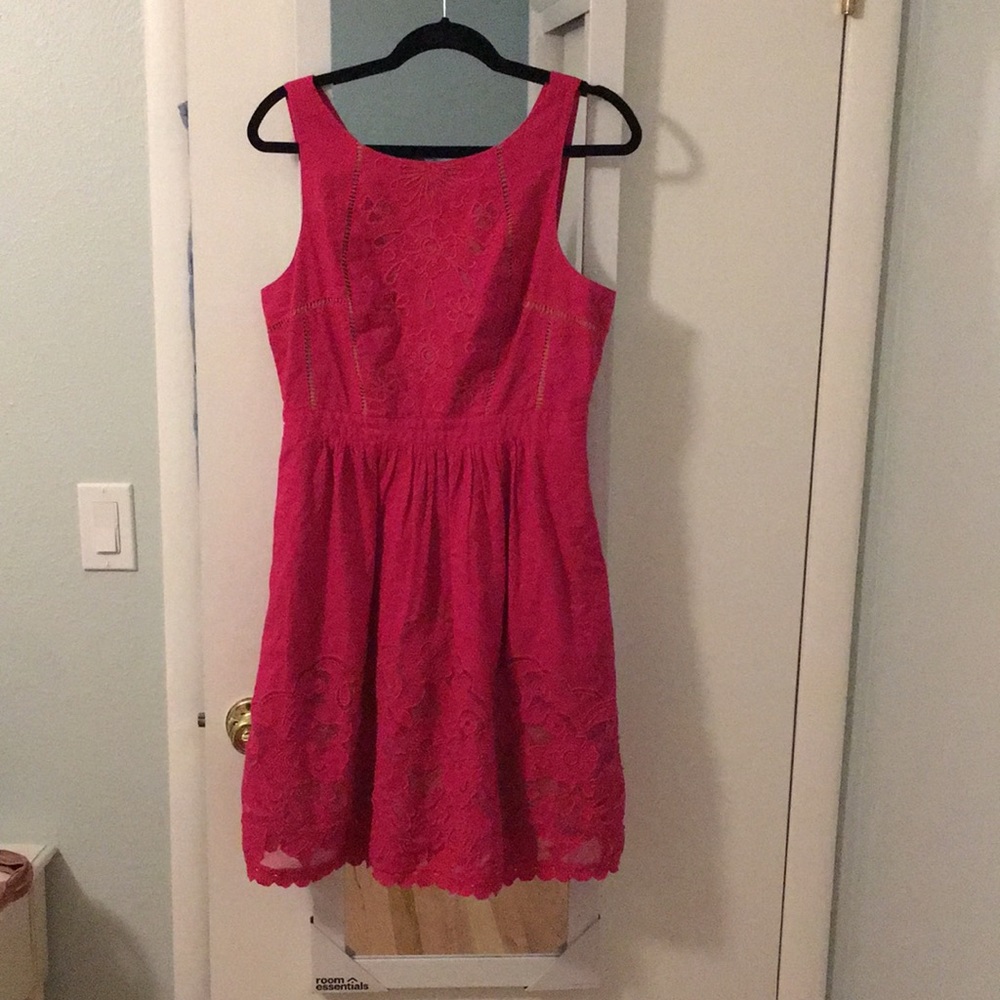 Moulinette soeurs pink floral detail pocket dress